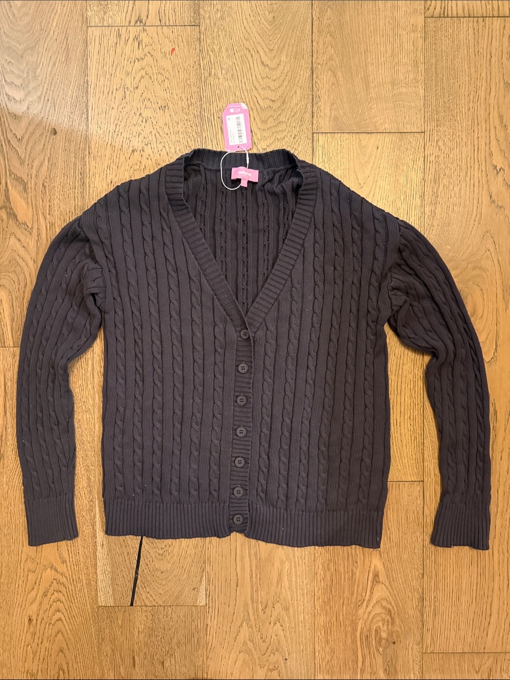Edikted Women's Cable-Knit V-Neck Cardigan - Dark gray